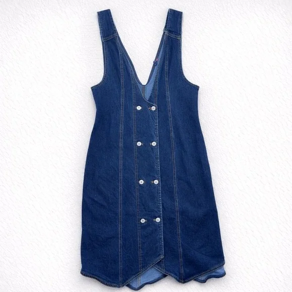 Pilcro Anthropologie Women's Denim Dress Sleeveless Button Front Belted V-Neck - Picture 2 of 14